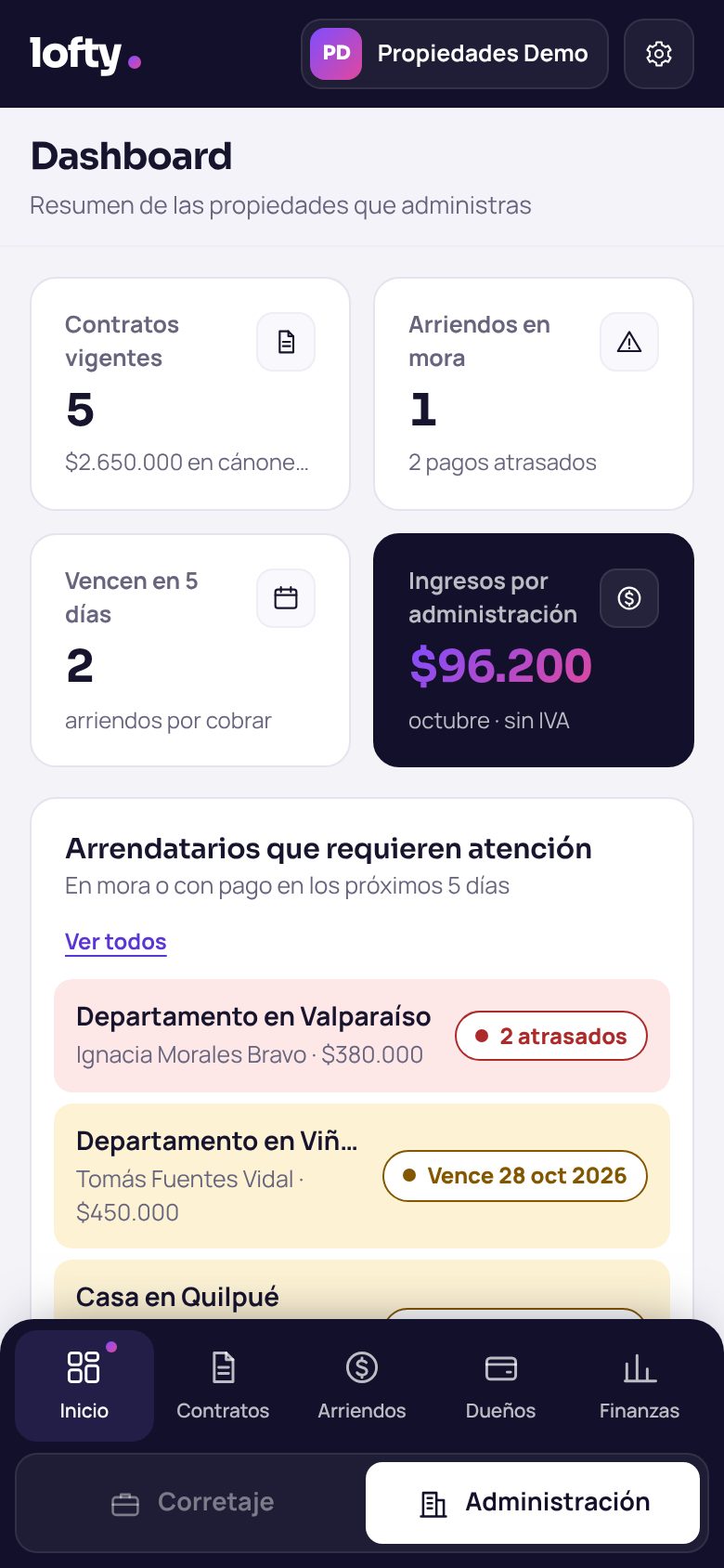 Administración en el celular