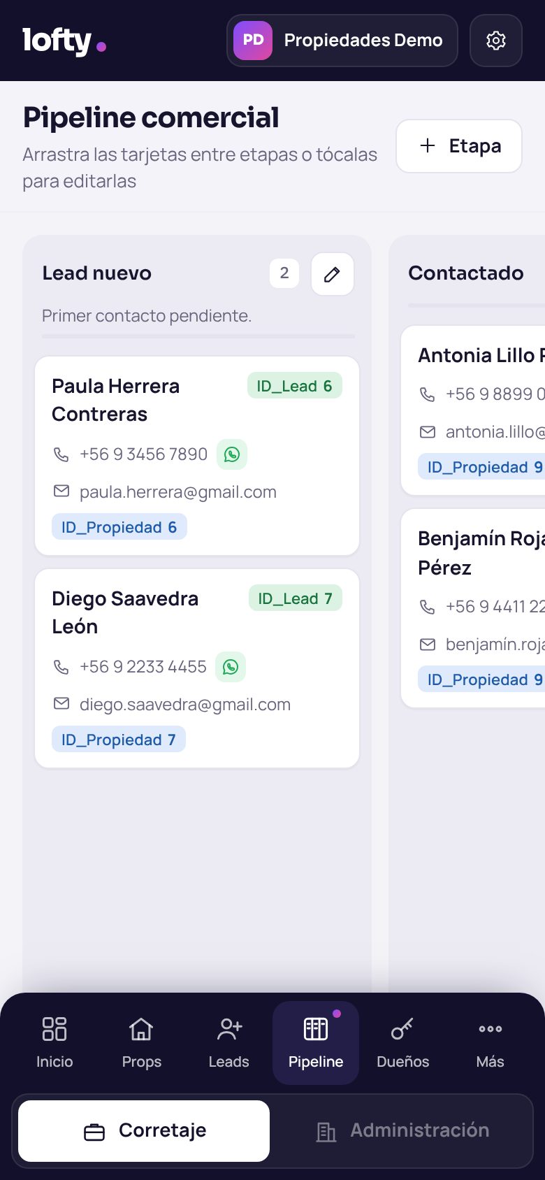 Pipeline comercial en el celular